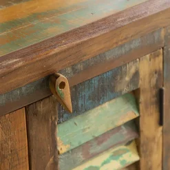 Buffet<Made in Meubles Petit buffet à  lattes en bois coloré Ethnik