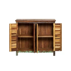 Buffet<Made in Meubles Petit buffet à  lattes en bois coloré Ethnik