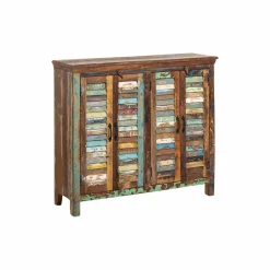 Buffet<Made in Meubles Petit buffet à  lattes en bois coloré Ethnik