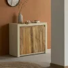 Buffet<Made in Meubles Petit buffet 2 portes en bois effet béton et bois recyclé Dalva