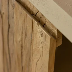 Buffet<Made in Meubles Petit buffet 2 portes en bois effet béton et bois recyclé Dalva