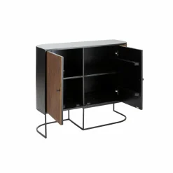 Buffet<Made in Meubles Petit buffet arrondi en bois de manguier et métal Ysé