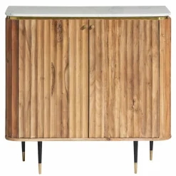 Buffet<Made in Meubles Petit buffet en bois d'acacia et marbre blanc Judith