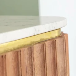 Buffet<Made in Meubles Petit buffet en bois d'acacia et marbre blanc Judith