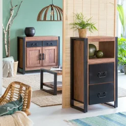 Buffet<Made in Meubles Petit buffet en bois d'acacia 100 cm Havana