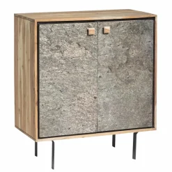 Buffet<Made in Meubles Petit buffet en bois d'acacia et pierre Côme