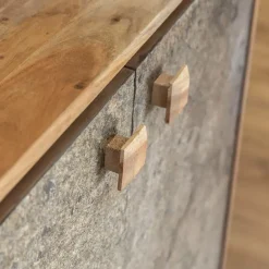 Buffet<Made in Meubles Petit buffet en bois d'acacia et pierre Côme