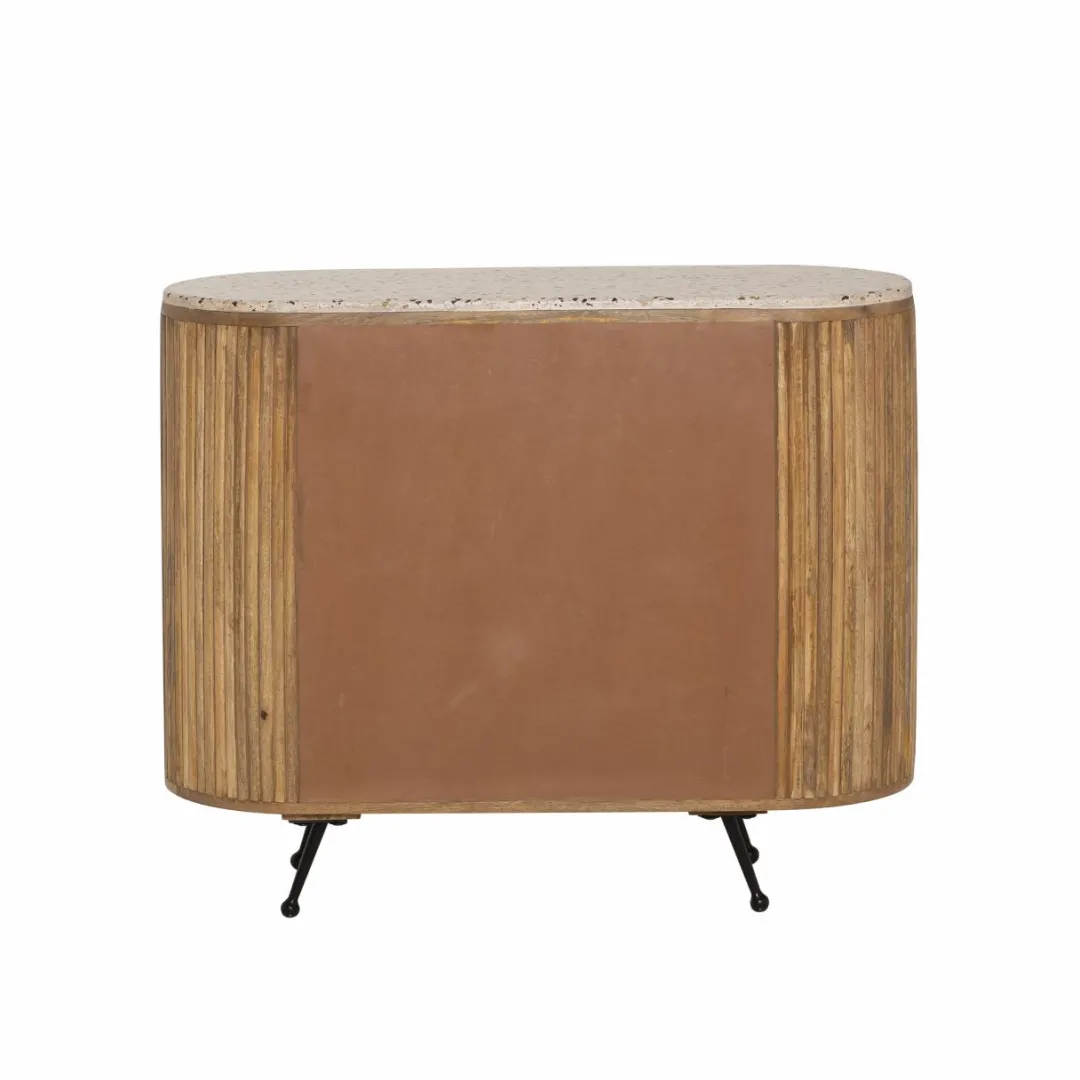 Buffet<Made in Meubles Petit buffet en bois de manguier et terrazzo Ambrine