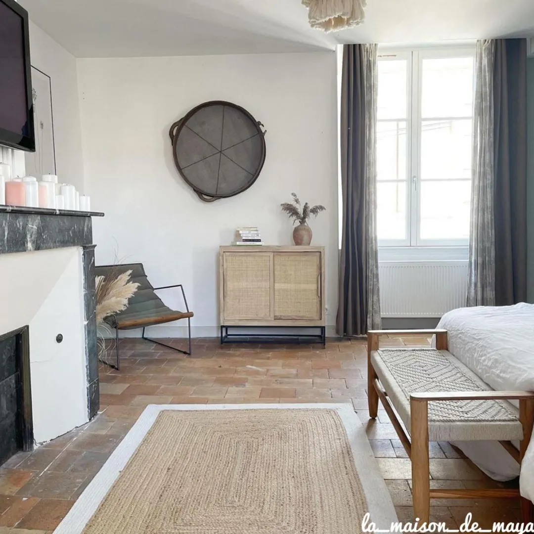 Buffet<Made in Meubles Petit buffet en bois de manguier et cannage Rim