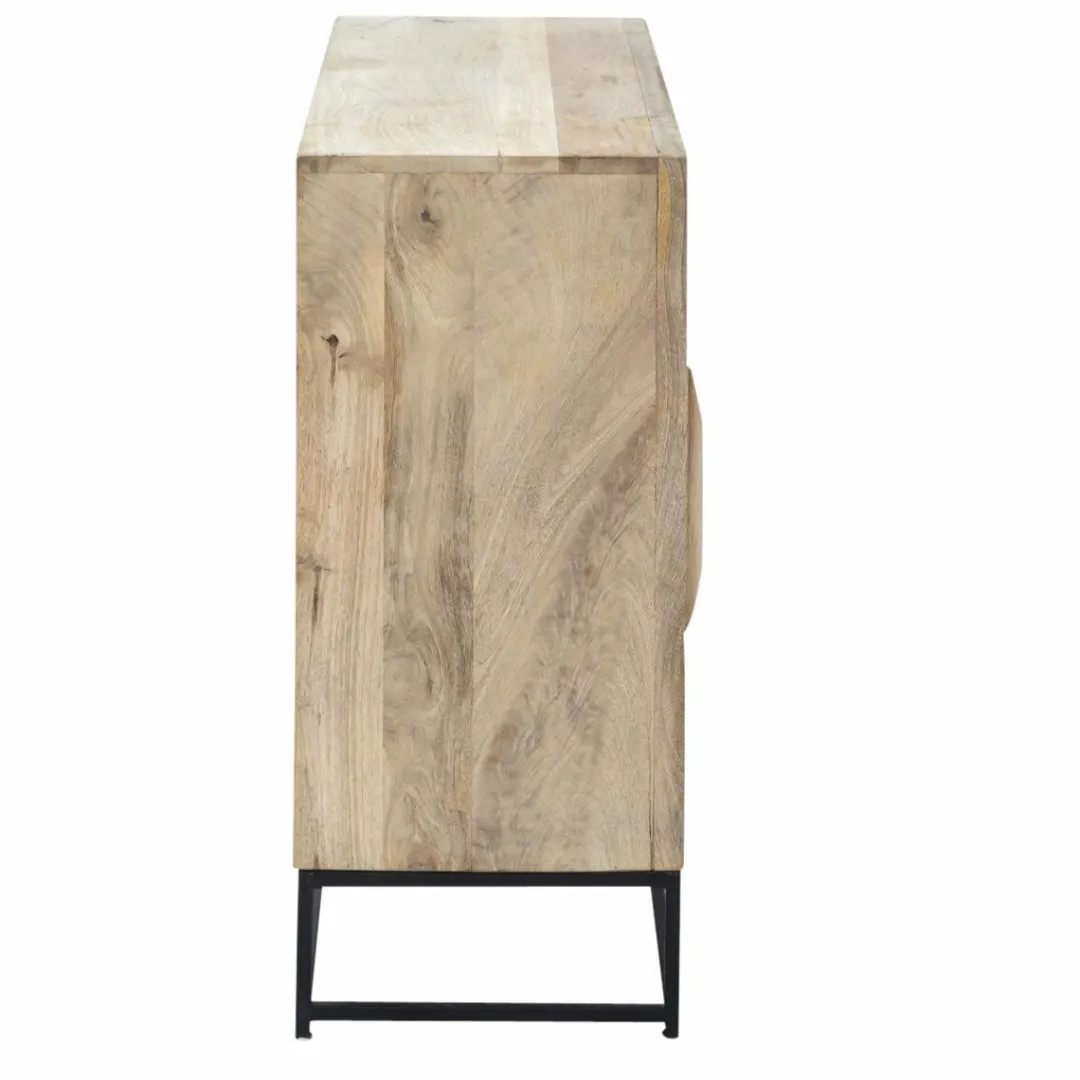 Buffet<Made in Meubles Petit buffet en bois de manguier et cannage Rim