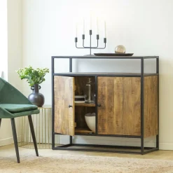 Buffet<Made in Meubles Petit buffet en métal et bois de manguier Marcel
