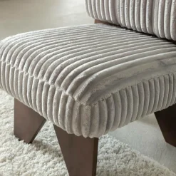 Fauteuil<Made in Meubles Petit fauteuil carré en velours côtelé et bois d'hévéa gris Eleonor
