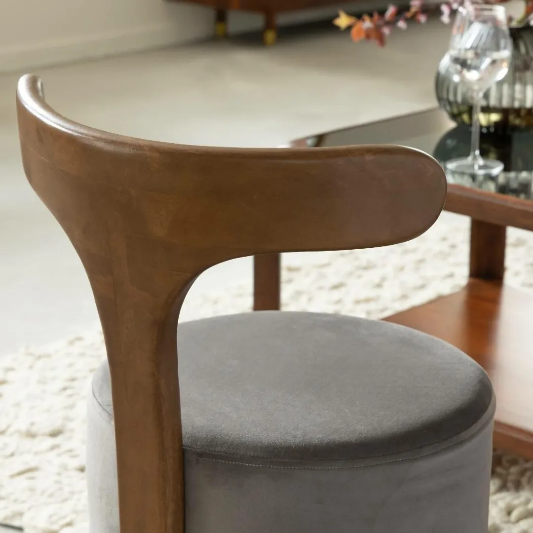 Fauteuil<Made in Meubles Petit fauteuil gris en manguier Adonis