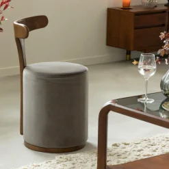 Fauteuil<Made in Meubles Petit fauteuil gris en manguier Adonis