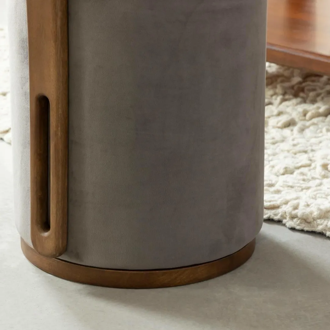 Fauteuil<Made in Meubles Petit fauteuil gris en manguier Adonis