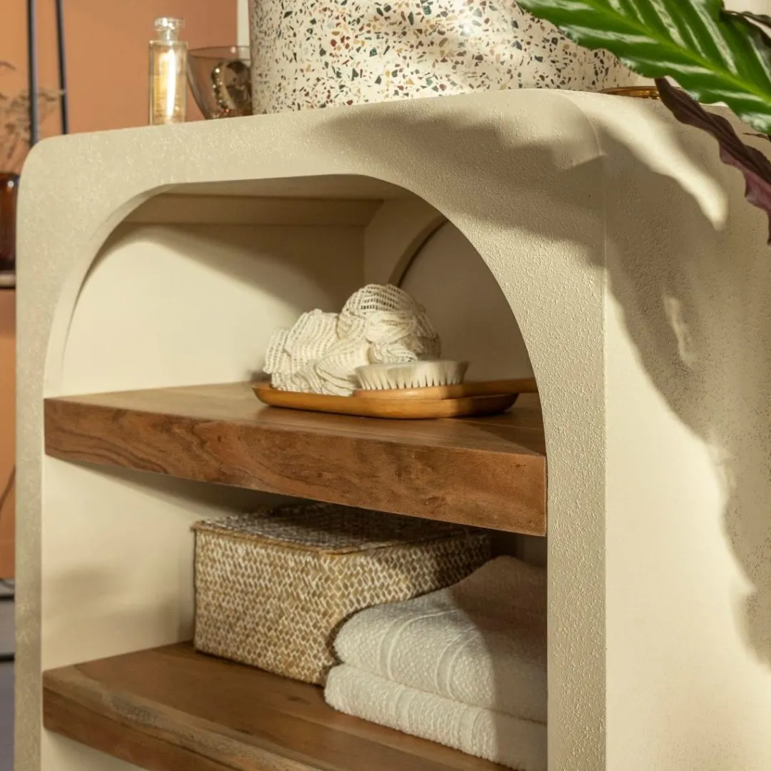 Meuble Sous Vasque<Made in Meubles Petit meuble sous vasque en bois effet béton et bois d'acacia Dalva