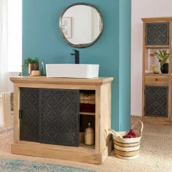 Meuble Sous Vasque<Made in Meubles Petit meuble sous vasque en bois de manguier Sahara