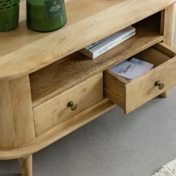 Meuble Tv<Made in Meubles Petit meuble TV arrondi en bois de manguier Maëva