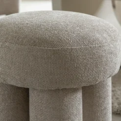 Tabouret<Made in Meubles Petit tabouret en tissu écru Toby