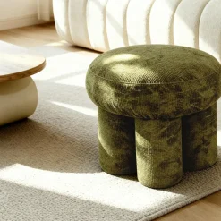 Tabouret<Made in Meubles Petit tabouret en tissu kaki Toby