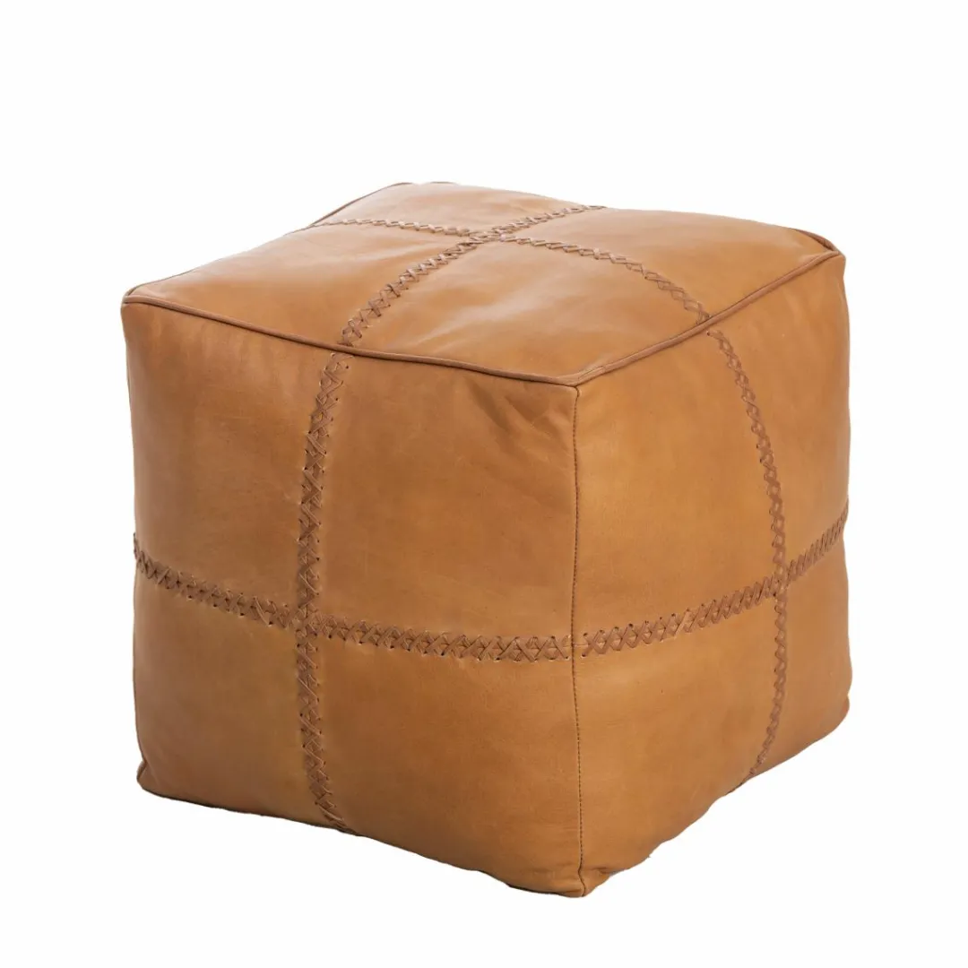 Fauteuil<Made in Meubles Pouf en cuir 1 place marron Gaetan