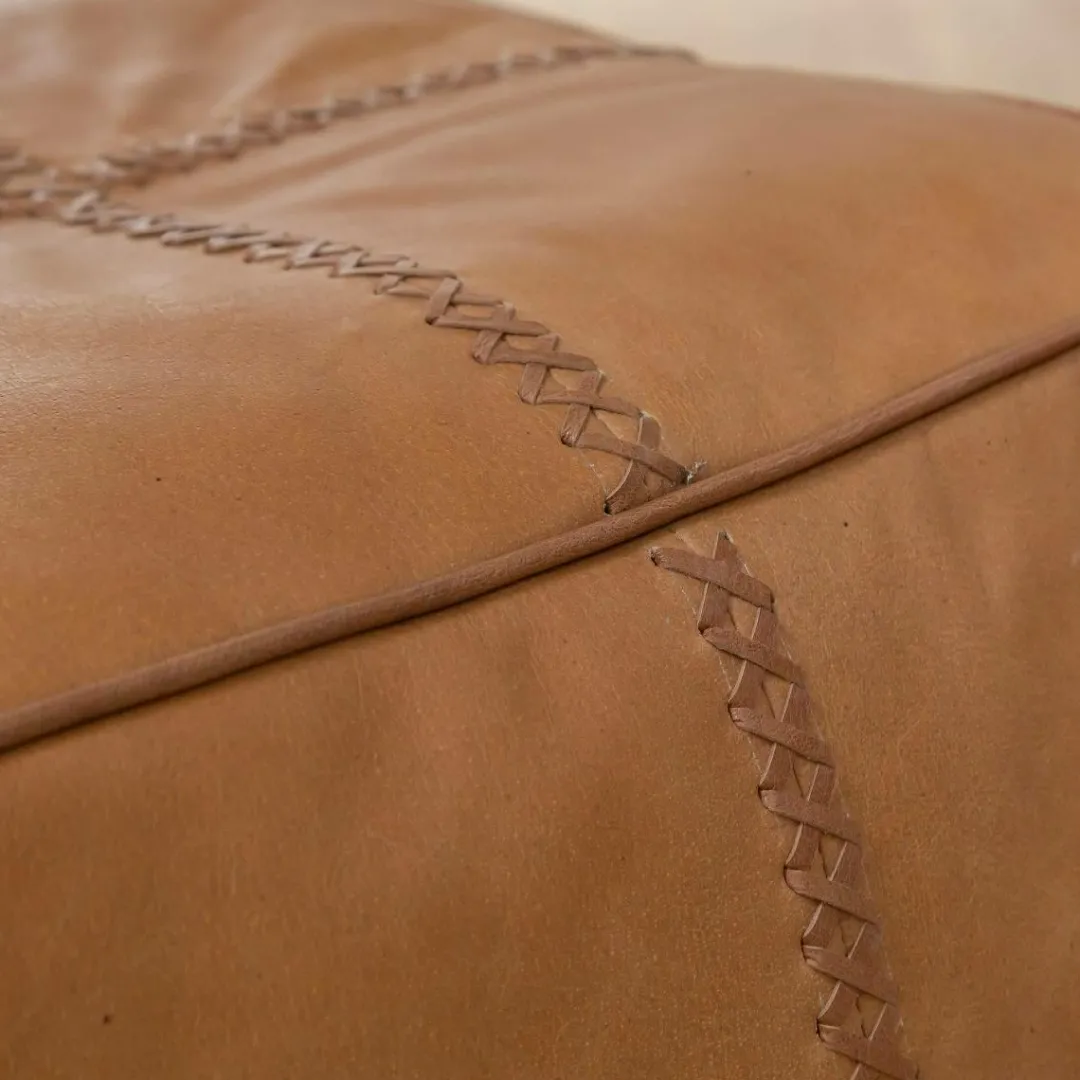 Fauteuil<Made in Meubles Pouf en cuir 1 place marron Gaetan