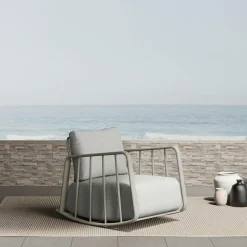 Chaise De Jardin<Made in Meubles Rocking chair en aluminium pour jardin couleur taupe Zion