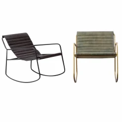 Fauteuil<Made in Meubles Rocking chair en cuir noir Sydney