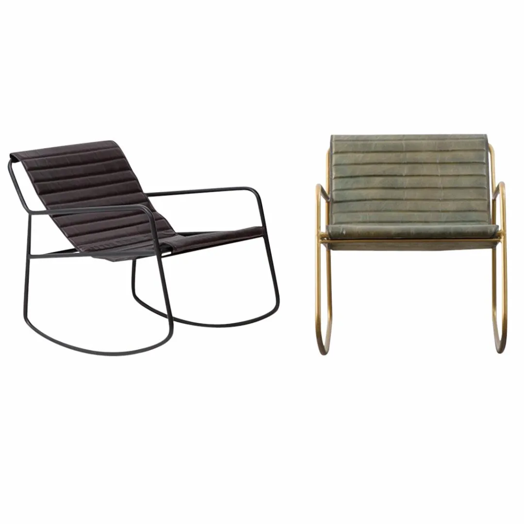 Fauteuil<Made in Meubles Rocking chair en cuir noir Sydney