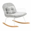 Fauteuil<Made in Meubles Rocking chair en métal blanc tissu gris Ethan
