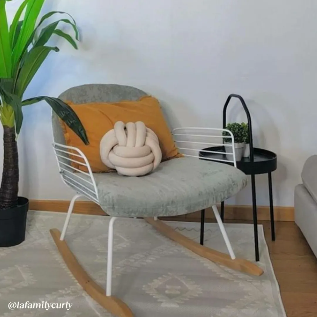 Fauteuil<Made in Meubles Rocking chair en métal blanc tissu gris Ethan