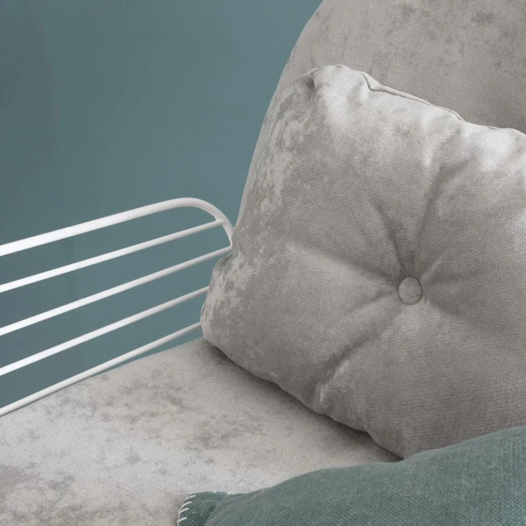 Fauteuil<Made in Meubles Rocking chair en métal blanc tissu gris Ethan