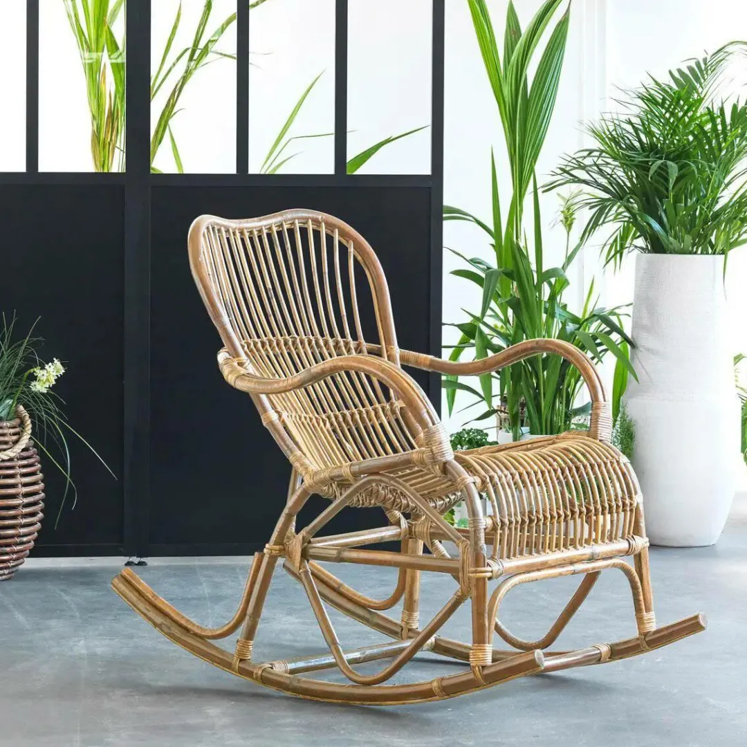 Fauteuil<Made in Meubles Rocking chair vintage en rotin Rattan