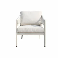 Salon De Jardin<Made in Meubles Salon de jardin à cordes 5 places gris taupe Sayen