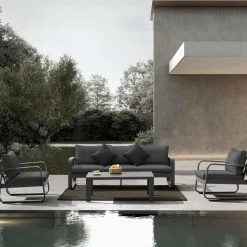 Salon De Jardin<Made in Meubles Salon de jardin 5 places gris foncé Auguste