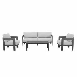 Salon De Jardin<Made in Meubles Salon de jardin en aluminium gris foncé Loréa