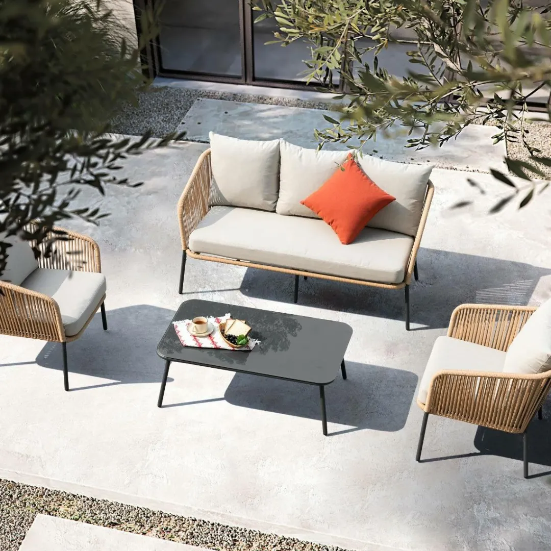 Salon De Jardin<Made in Meubles Salon de jardin gris à cordes 5 places Sayen