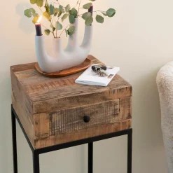 Bout De Canapé & Sellette<Made in Meubles Sellette en bois recyclé et métal Vicky