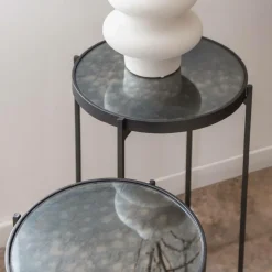 Table Gigogne|Bout De Canapé & Sellette<Made in Meubles Sellette gigogne en métal et en verre Florian