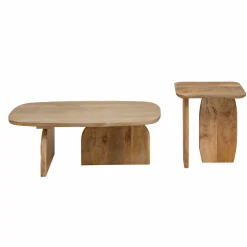 Table Basse<Made in Meubles Set de 2 tables basses en bois de manguier Tom