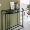Table Console<Made in Meubles Set de deux consoles en aluminium et métal noir Linda