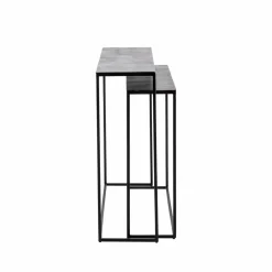 Table Console<Made in Meubles Set de deux consoles en aluminium et métal noir Linda