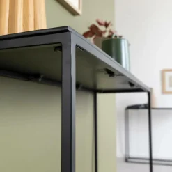 Table Console<Made in Meubles Set de deux consoles en aluminium et métal noir Linda