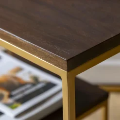 Table Console<Made in Meubles Set de deux consoles en bois de manguier et métal Léon