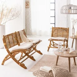 Suspension<Made in Meubles Suspension blanche en bambou Rattan