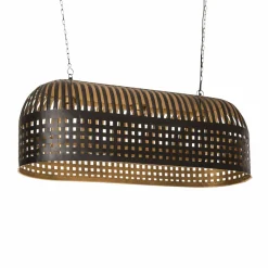 Suspension<Made in Meubles Suspension striée en métal noir Luna