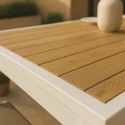 Table À Manger<Made in Meubles Table à manger carrée en aluminium blanc Ayden