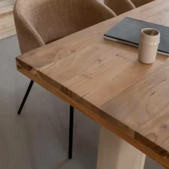 Table À Manger<Made in Meubles Table à manger en bois d'acacia et pieds en bois effet béton Dalva