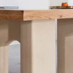 Table À Manger<Made in Meubles Table à manger en bois d'acacia et pieds en bois effet béton Dalva