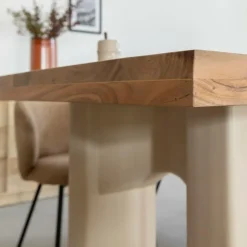 Table À Manger<Made in Meubles Table à manger en bois d'acacia et pieds en bois effet béton Dalva